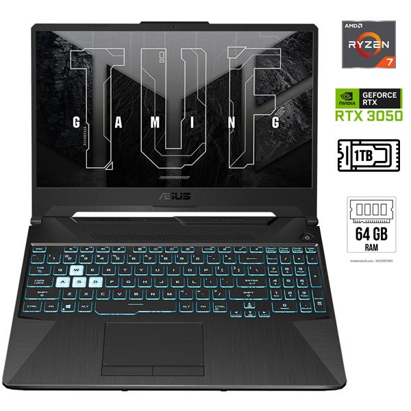 Portatil Asus TUF Rizen 7 RTX 3050 FA506N ssd 1 tera 64 Ram